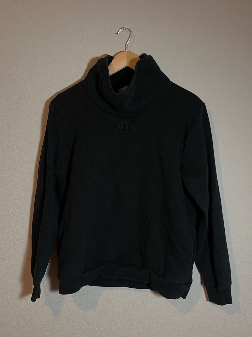 PINK Black Mock Neck Sweatshirt